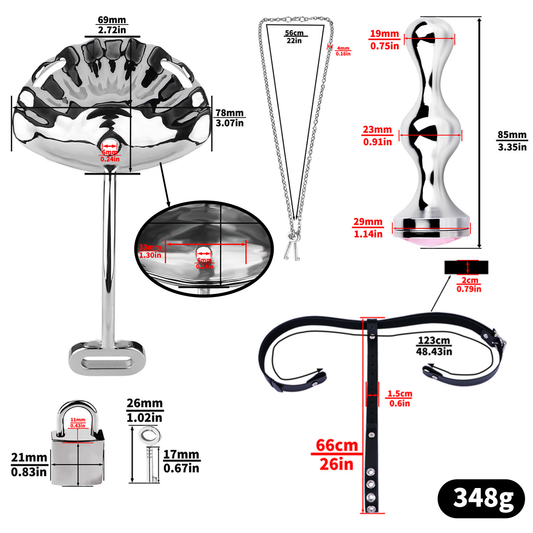 Micro Metal Shell Chastity Cage with Anal Plug and Soft Catheter