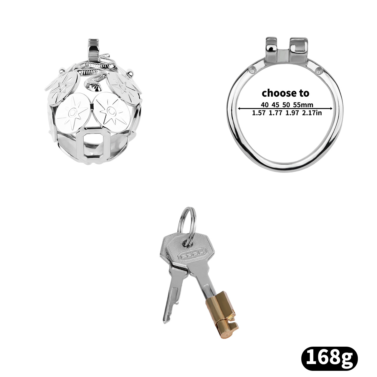 Metal Cobra Chastity Cage with Built-In Lock Short & Long Modern Cock Cage