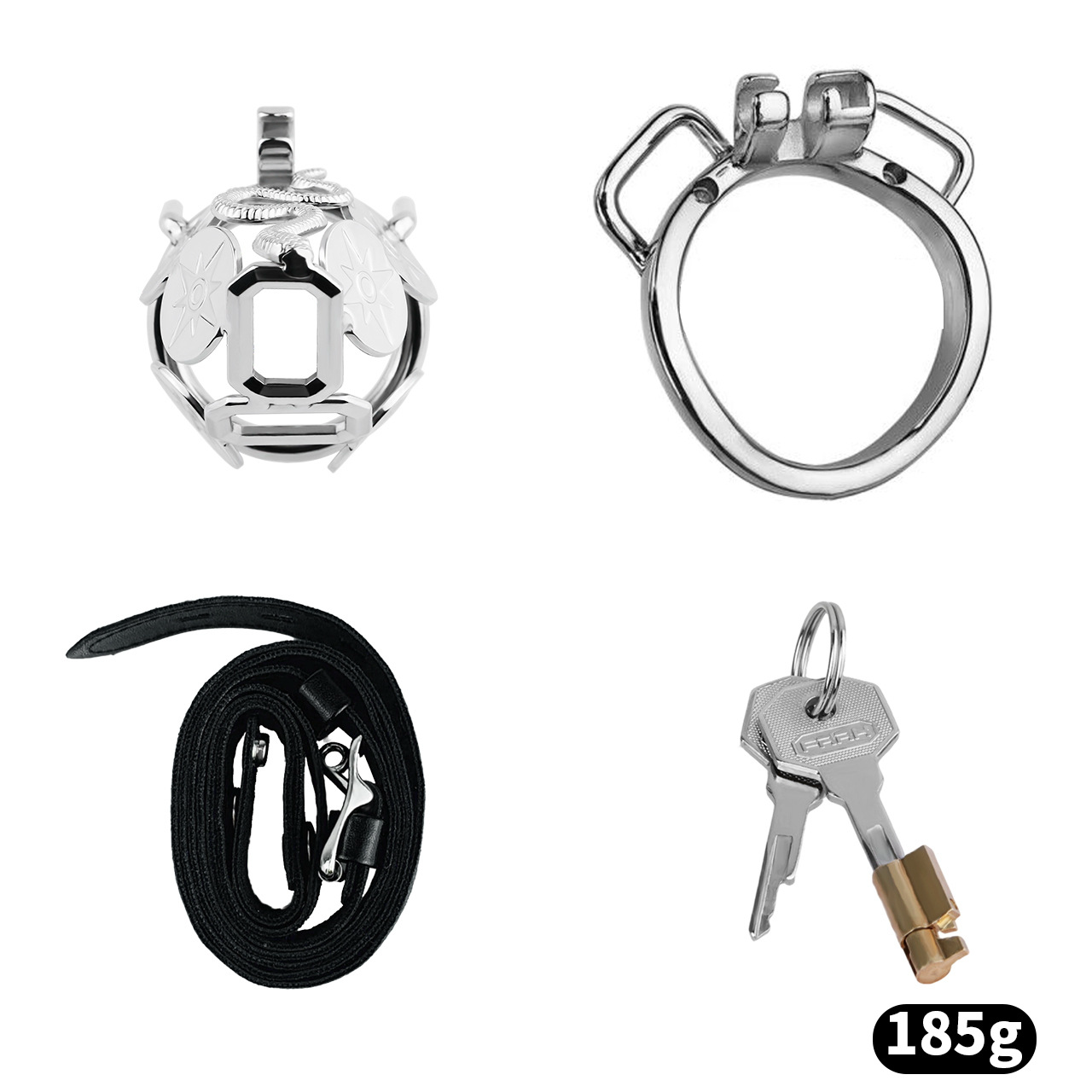Metal Cobra Chastity Cage with Built-In Lock Short & Long Modern Cock Cage