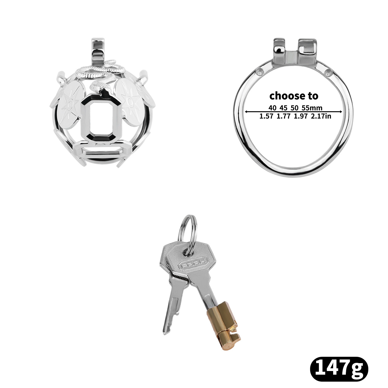 Metal Cobra Chastity Cage with Built-In Lock Short & Long Modern Cock Cage