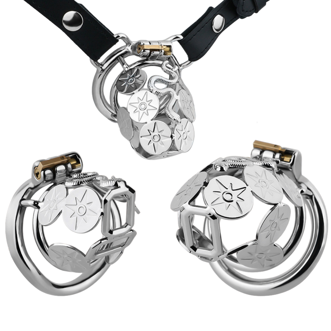 Metal Cobra Chastity Cage with Built-In Lock Short & Long Modern Cock Cage
