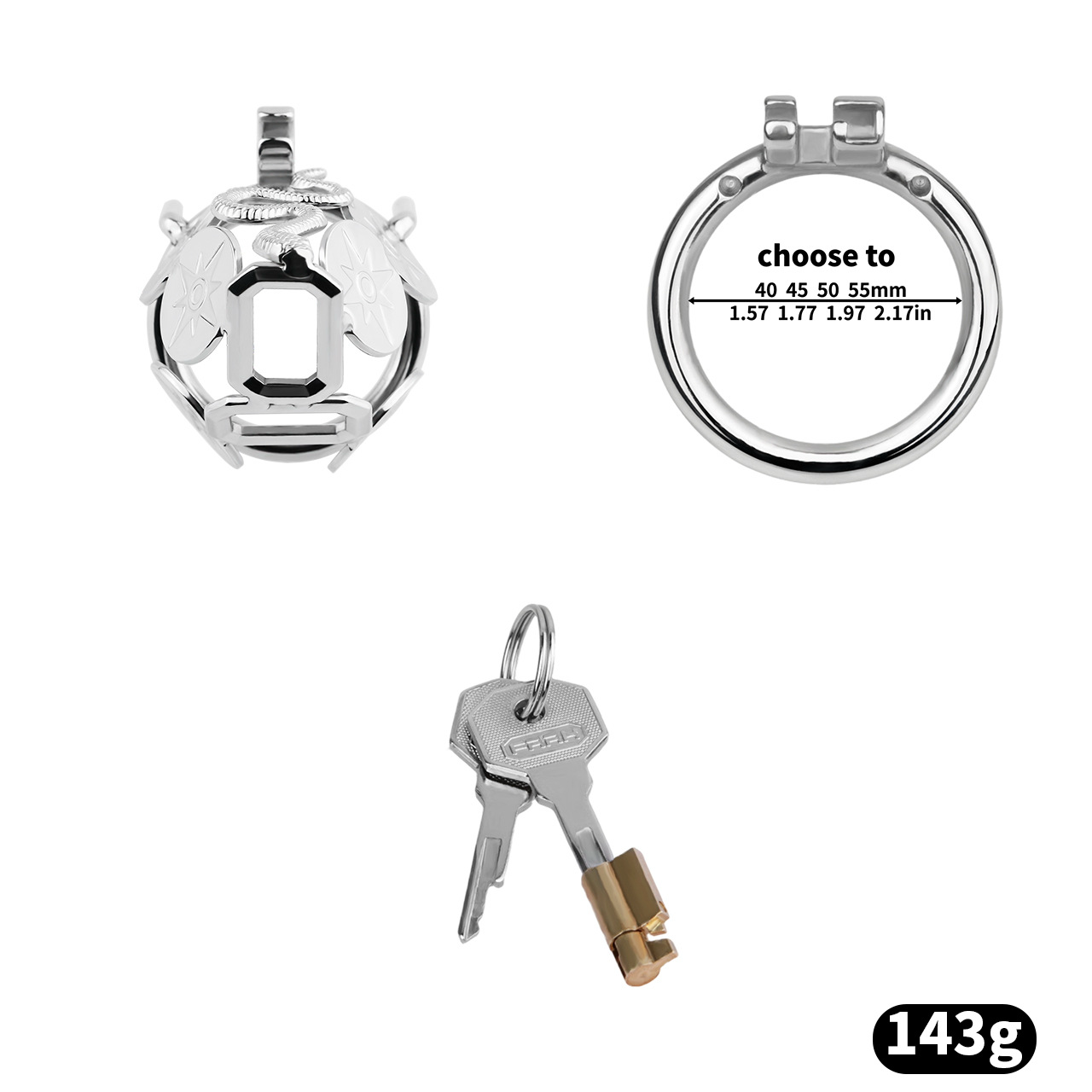 Metal Cobra Chastity Cage with Built-In Lock Short & Long Modern Cock Cage