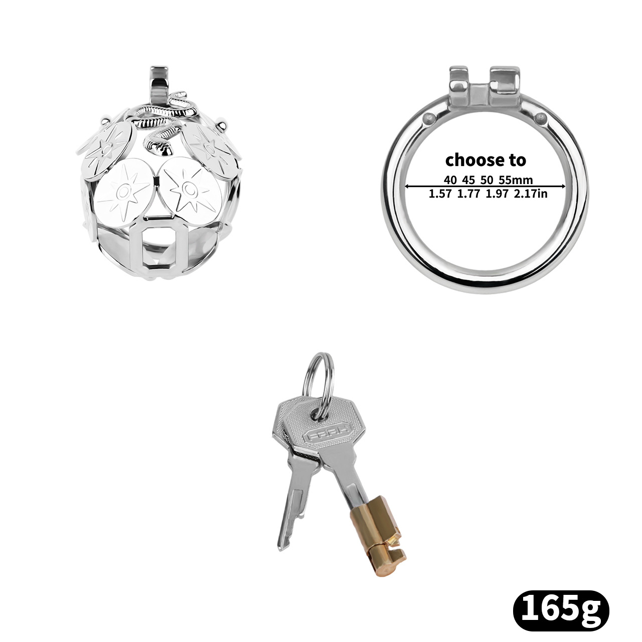 Metal Cobra Chastity Cage with Built-In Lock Short & Long Modern Cock Cage