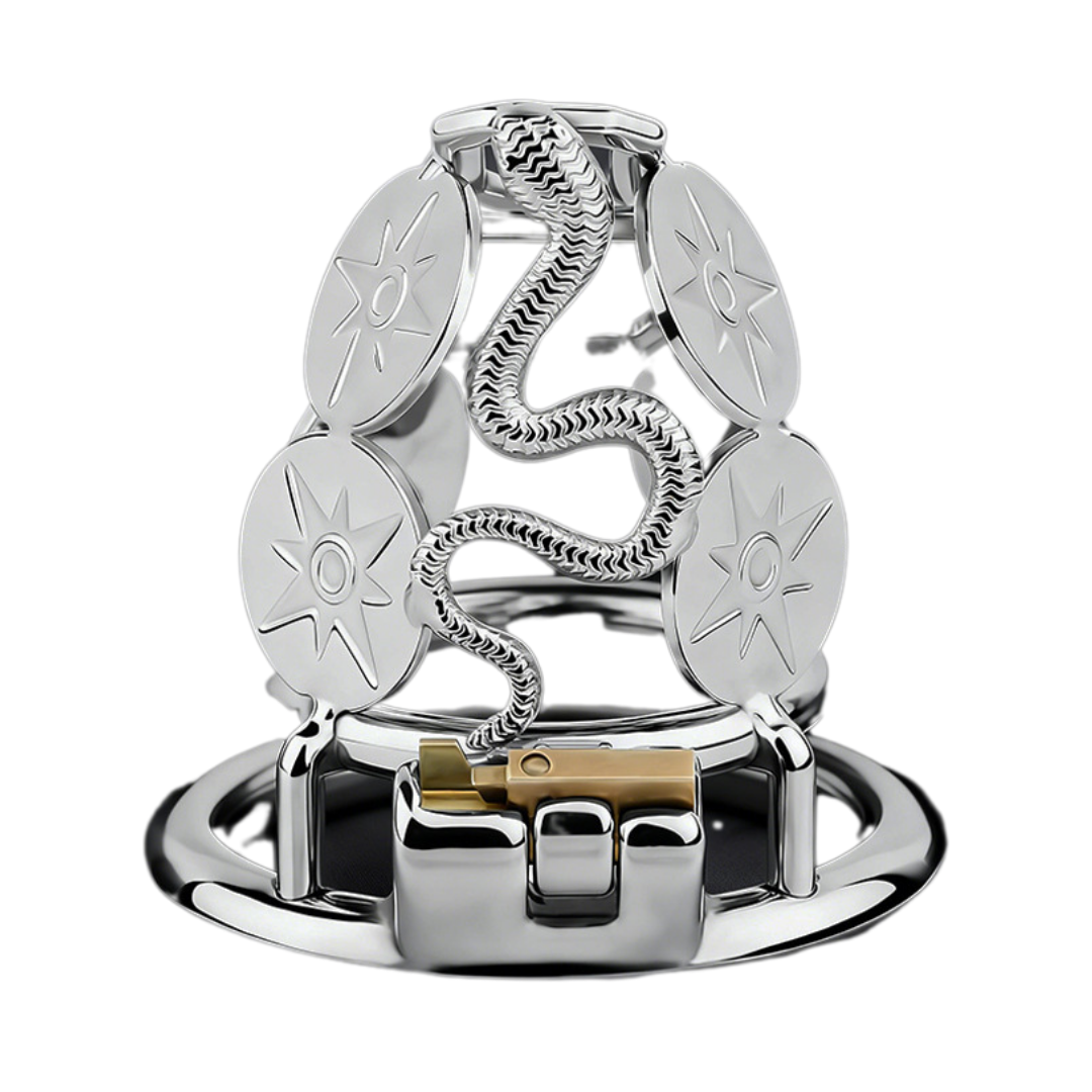 Metal Cobra Chastity Cage with Built-In Lock Short & Long Modern Cock Cage