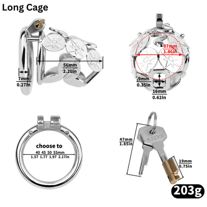 Metal Cobra Chastity Cage with Built-In Lock Short & Long Modern Cock Cage