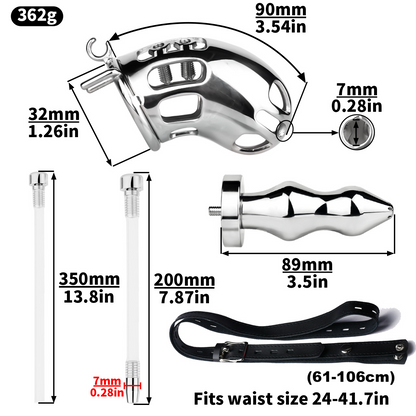 Spiked Metal Cobra Chastity Cage with Urethral Anal Plug BDSM Play Sex Toy Chastity Training for Couples or Solo Play