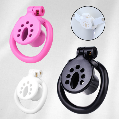 Natural Resin Inverted Chastity Cage with 4 Base Rings Small Cock Lock