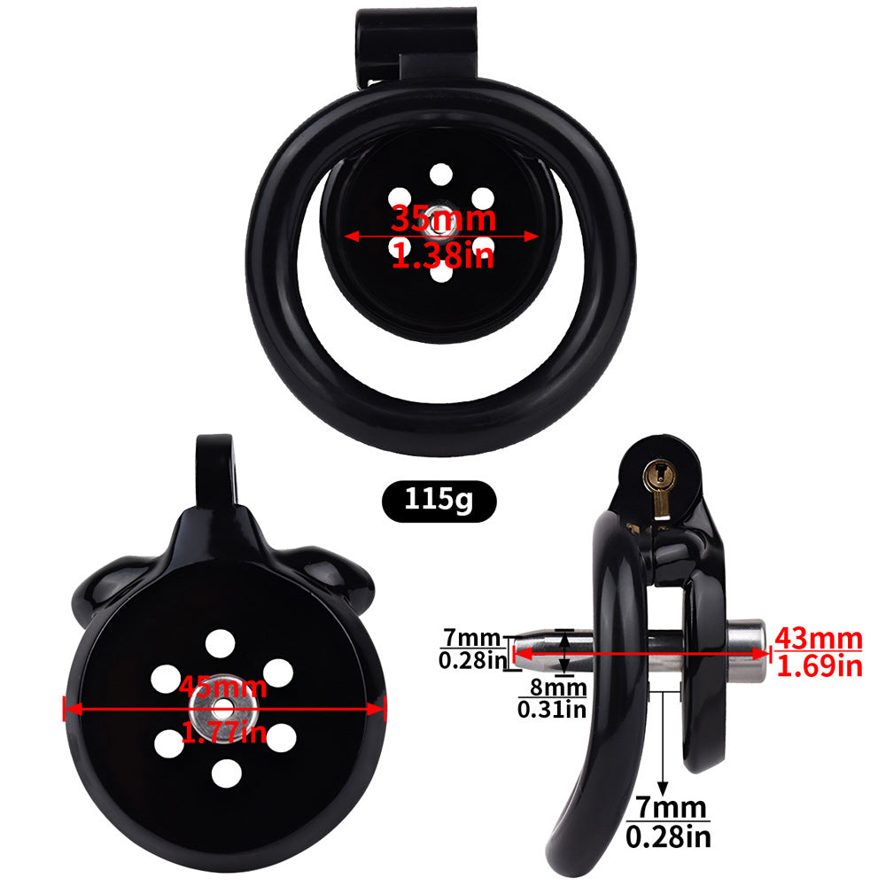 Flat Chastity Cage with Removable Metal Catheter and Strap - Black ...