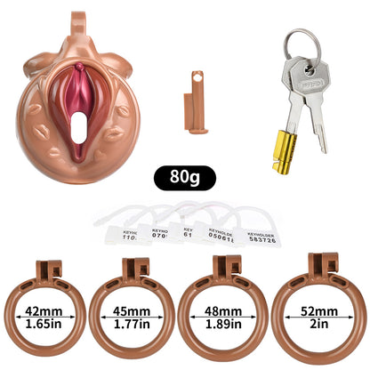 nude realistic pussy chastity cage for ladyboy femboy sissy