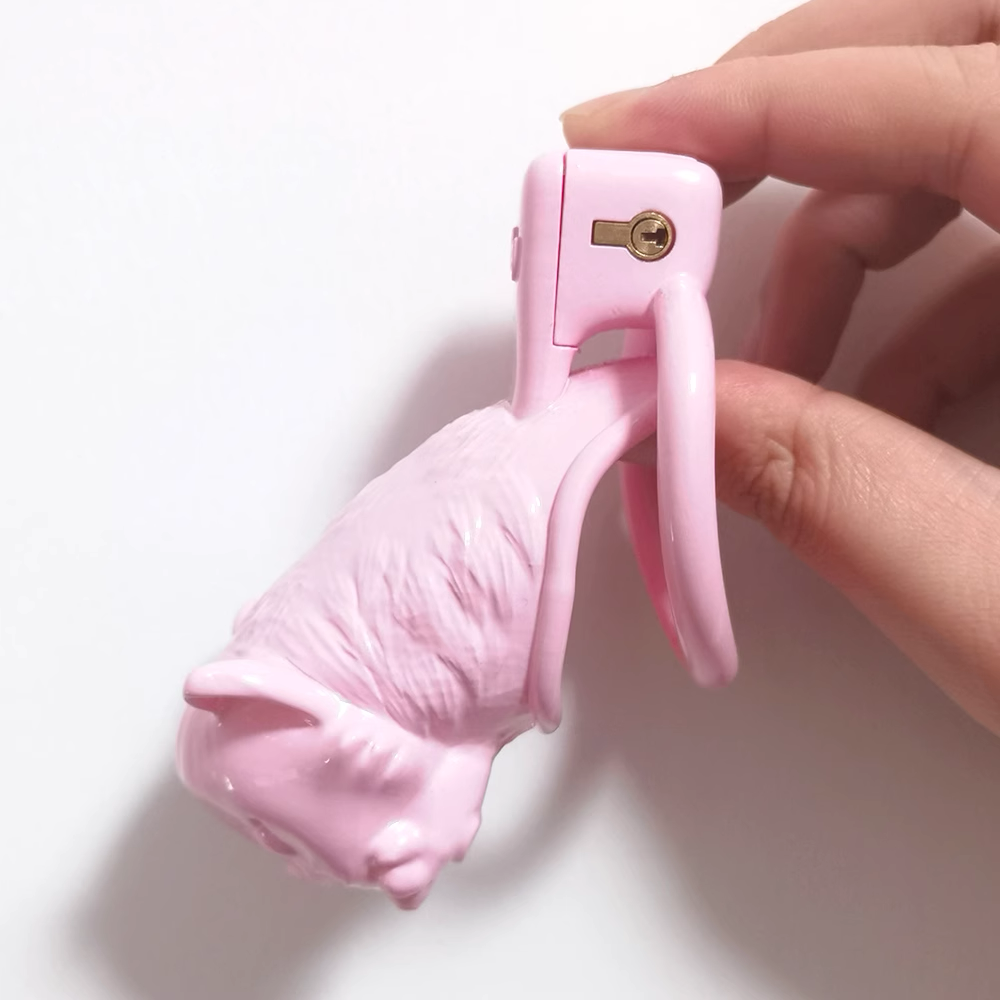 Pink Kitty Chastity Cage Cute Small Penis Lock for Sissy and Ladyboys