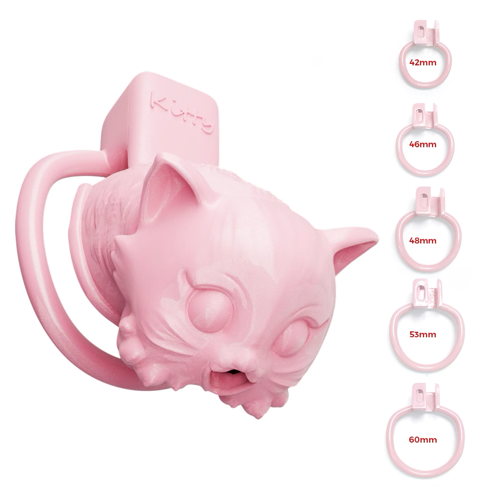 Pink Kitty Chastity Cage Cute Small Penis Lock for Sissy and Ladyboys