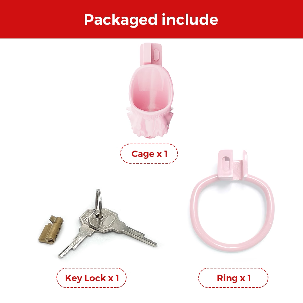 Pink Kitty Chastity Cage Cute Small Penis Lock for Sissy and Ladyboys