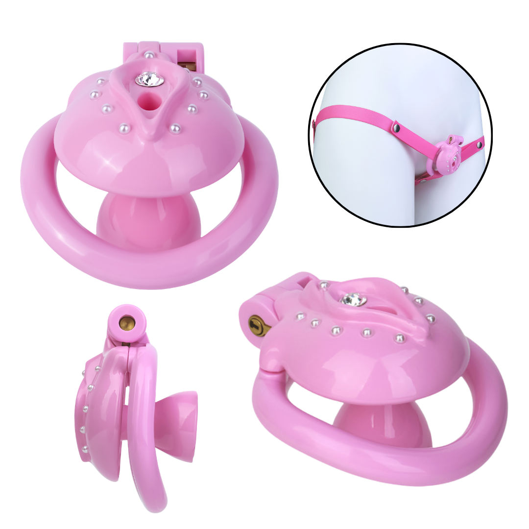 Pink Sissy Clit Cage with Inverted Plug