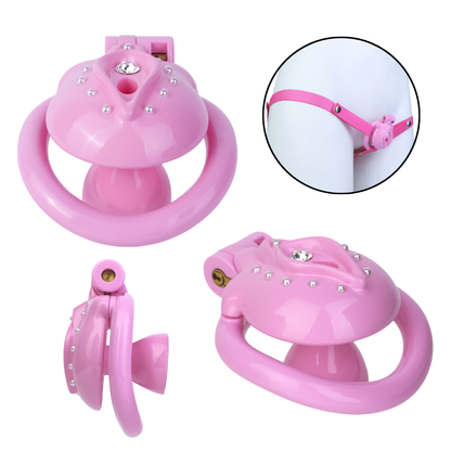 Pink Sissy Clit Cage with Inverted Plug