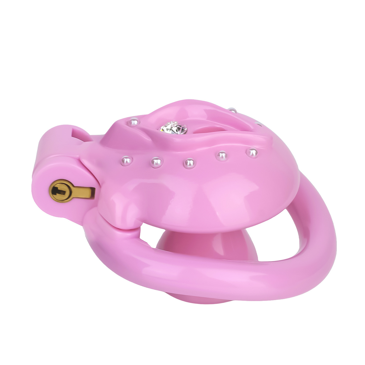 Pink Sissy Inverted Chastity Cage Clitoris Diamond Chastity Lock for Ladyboys