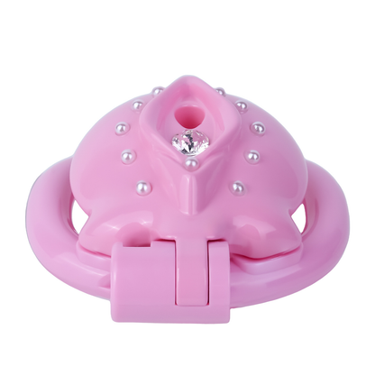 Pink Sissy Inverted Chastity Cage Clitoris Diamond Chastity Lock for Ladyboys