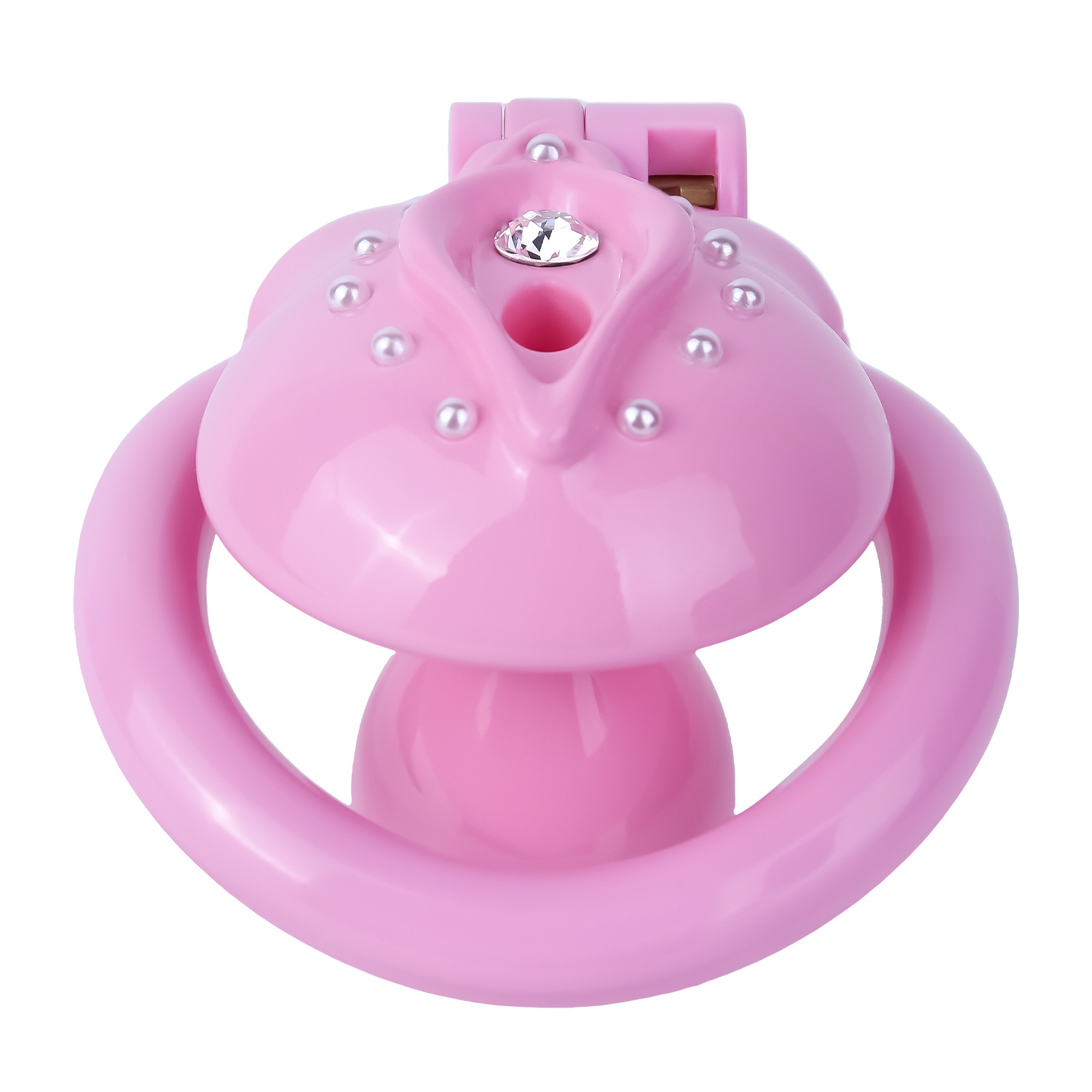 Pink Sissy Inverted Chastity Cage Clitoris Diamond Chastity Lock for Ladyboys