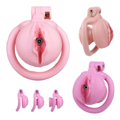 Realistic Clit Chastity Cage with Adjustable Inverted Plug Sissy Chastity Lock