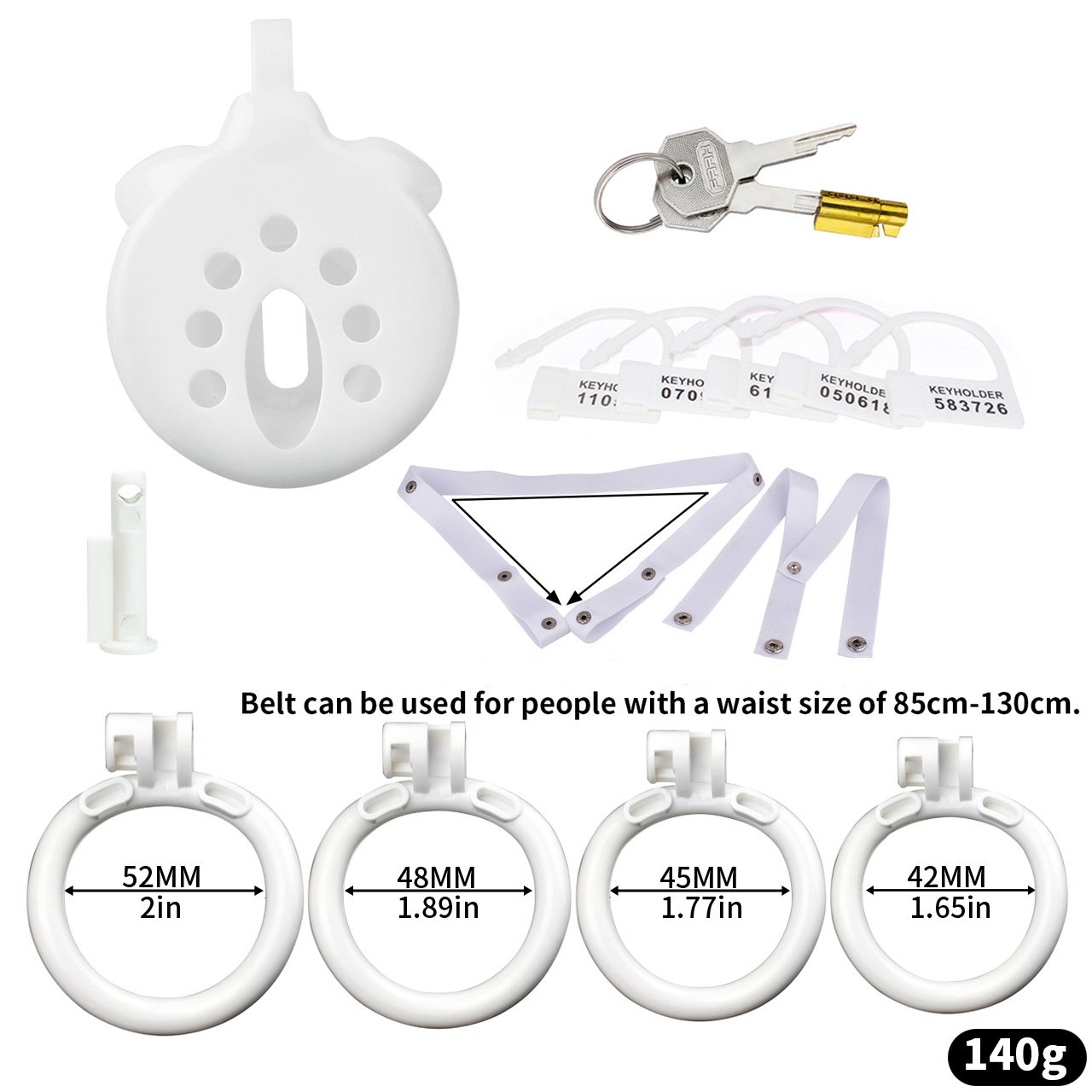 Natural Resin Inverted Chastity Cage with 4 Base Rings Small Cock Lock