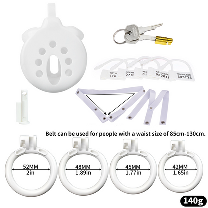 Natural Resin Inverted Chastity Cage with 4 Base Rings Small Cock Lock