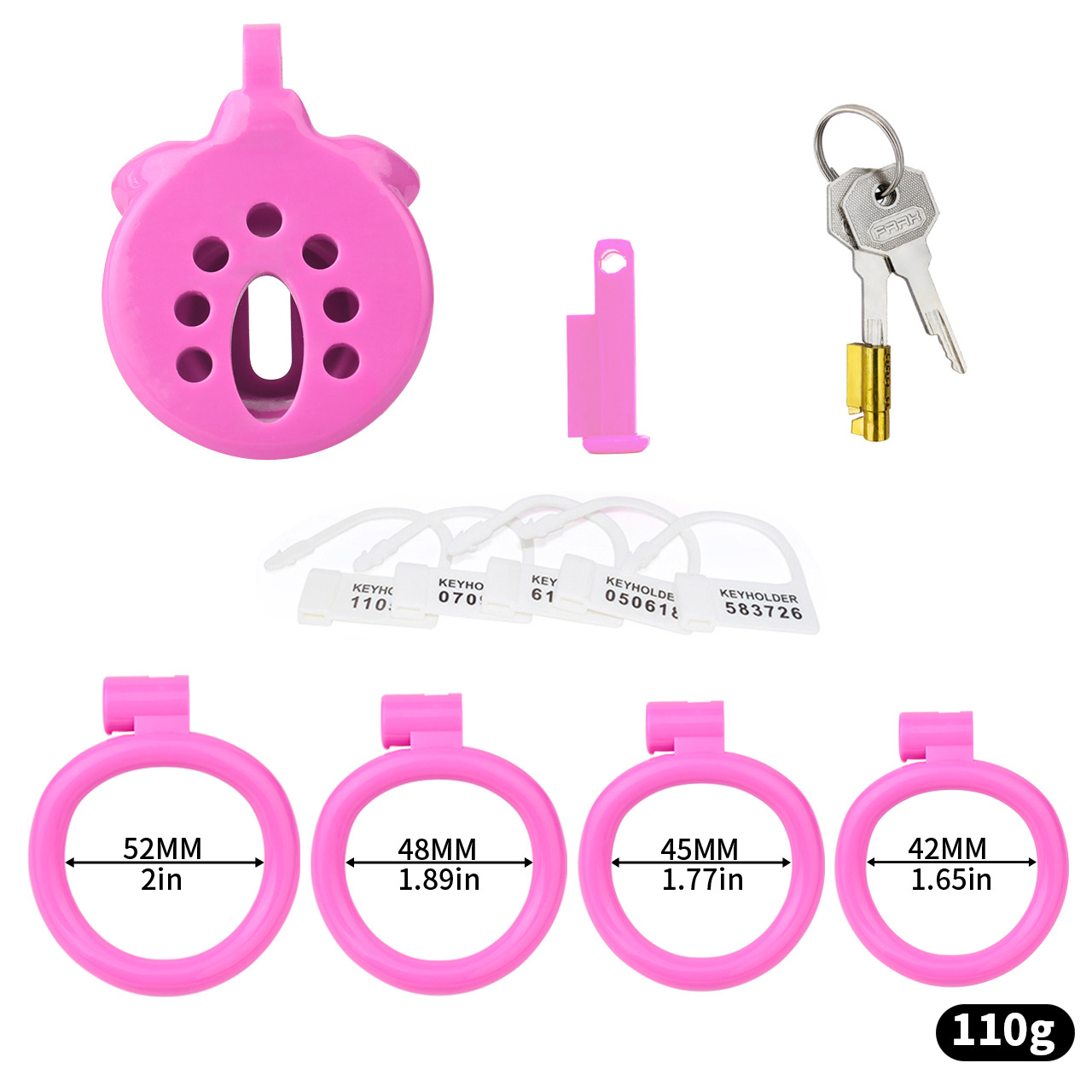 Natural Resin Inverted Chastity Cage with 4 Base Rings Small Cock Lock