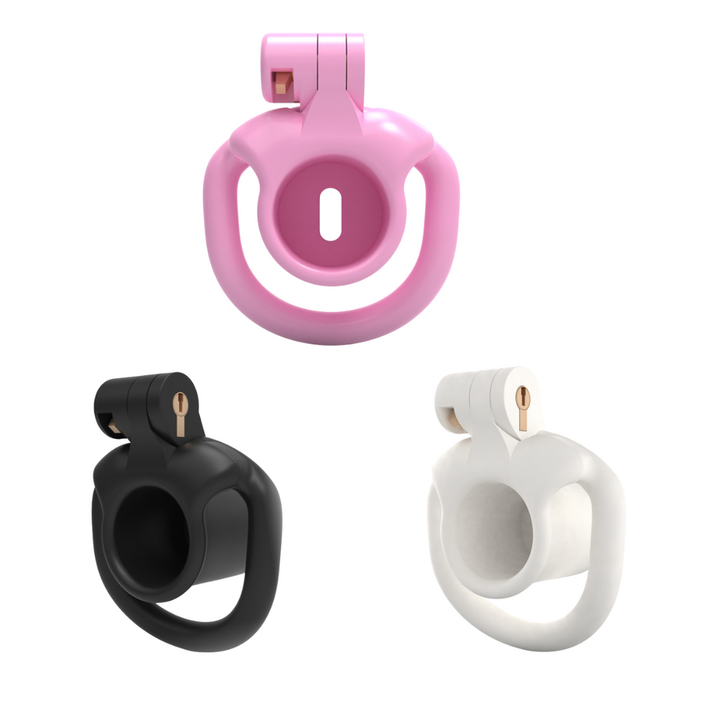Micro Inverted Chastity Cage Set - Black/Pink/White/Transparent 4 Base ...