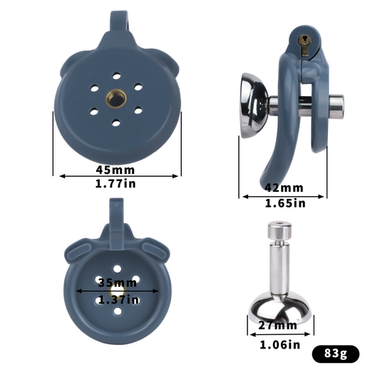 Lightweight Chastity Cage with Removable Silim Inverted Plug and 4 Cock Rings
