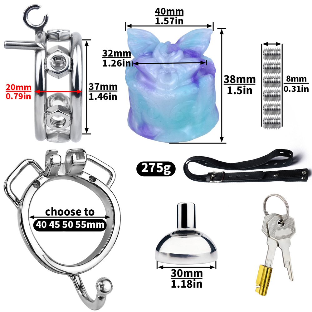 Sissy Butterfly Inverted Chastity Cage with Strap