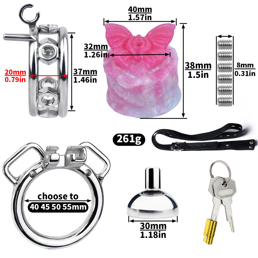 Sissy Butterfly Inverted Chastity Cage with Strap