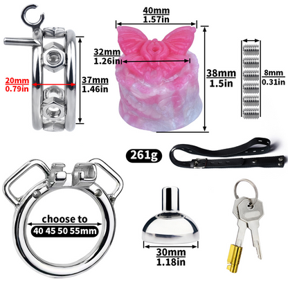 Sissy Butterfly Inverted Chastity Cage with Strap