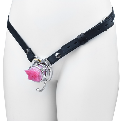 Sissy Butterfly Inverted Chastity Cage with Strap