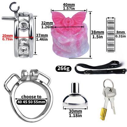 Sissy Butterfly Inverted Chastity Cage with Strap