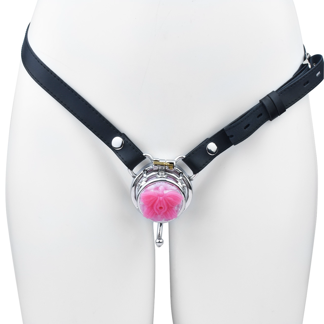 Sissy Butterfly Inverted Chastity Cage with Strap