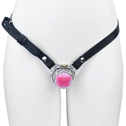 Sissy Butterfly Inverted Chastity Cage with Strap