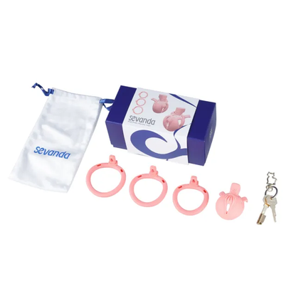 Cage de chasteté Pink Sissy - Faux verrou de pénis avec 3 anneaux