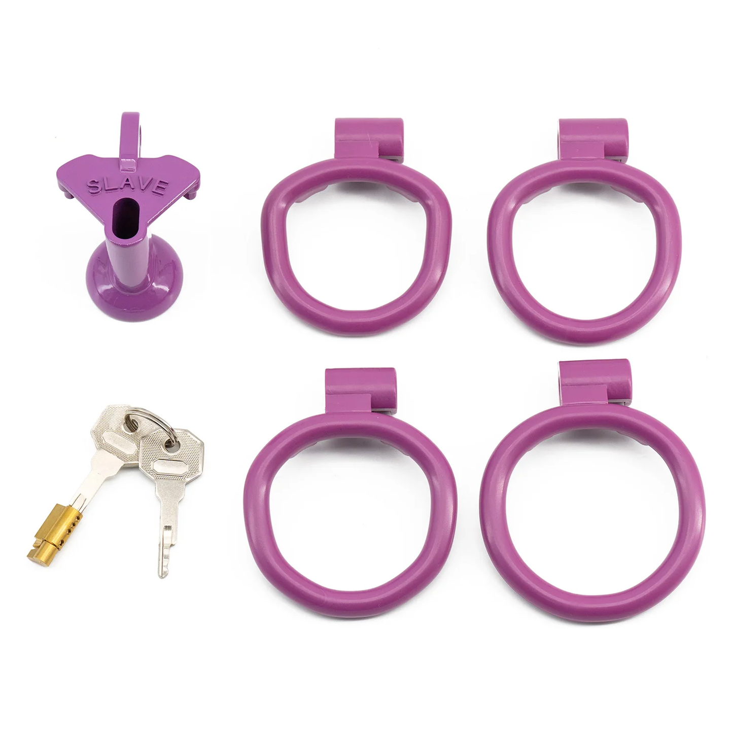 Cage de chasteté inversée petite taille pour esclave sexuelle avec 4 anneaux - Multicolore