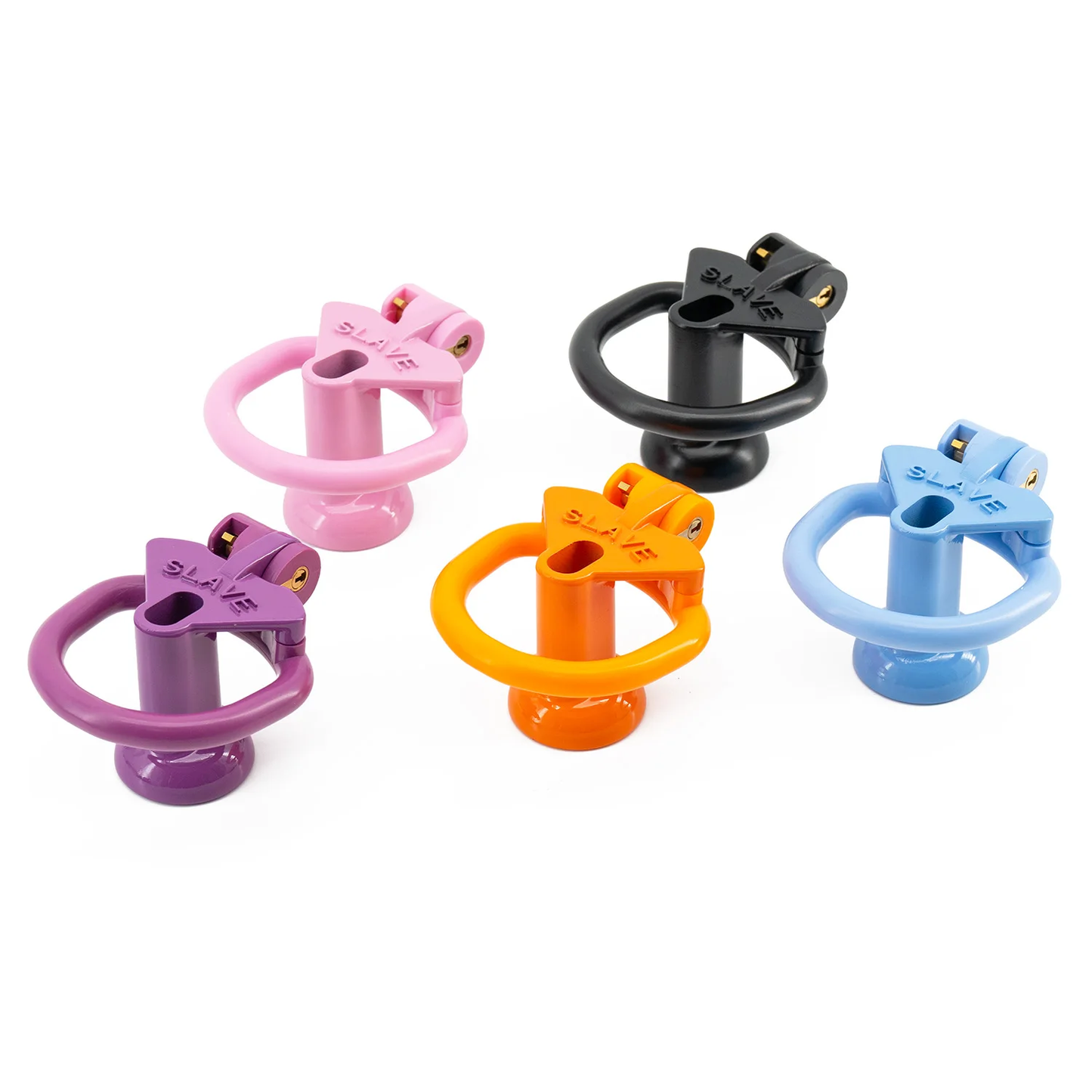 Cage de chasteté inversée petite taille pour esclave sexuelle avec 4 anneaux - Multicolore