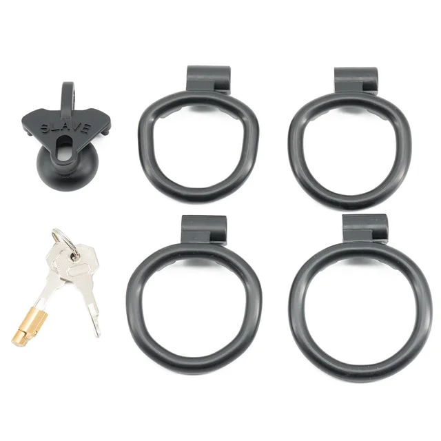 Sex Slave Small Inverted Chastity Cage with 4 Rings - Multicolor