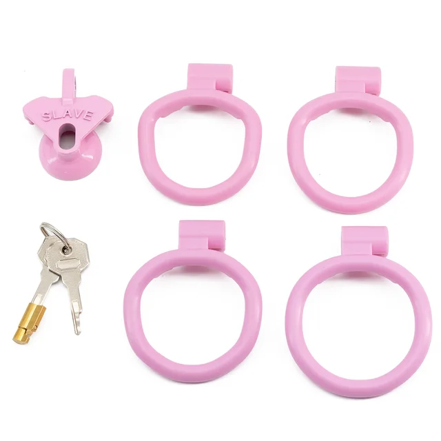 Cage de chasteté inversée petite taille pour esclave sexuelle avec 4 anneaux - Multicolore