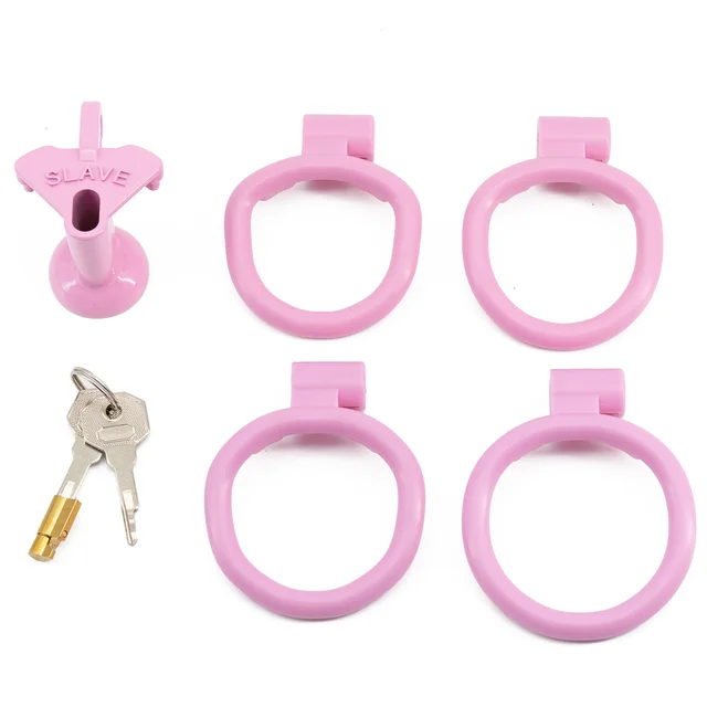 Cage de chasteté inversée petite taille pour esclave sexuelle avec 4 anneaux - Multicolore