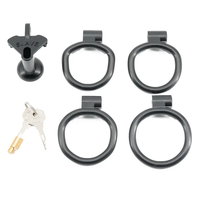 Sex Slave Small Inverted Chastity Cage with 4 Rings - Multicolor