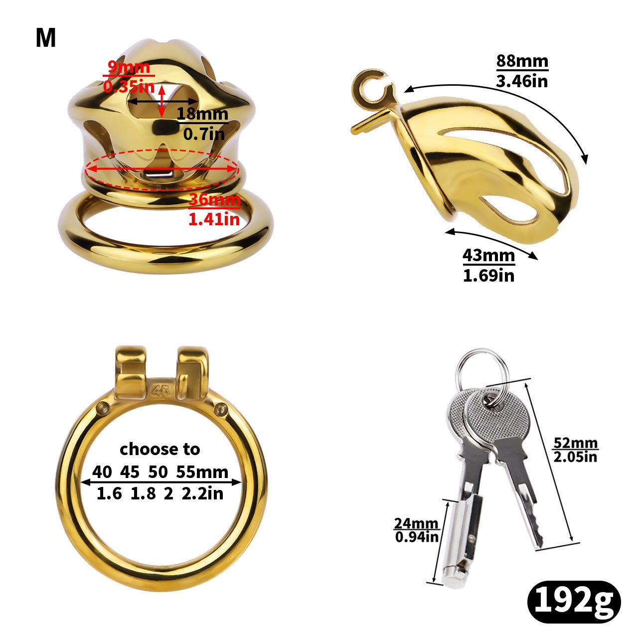 Gold Cobra Peniskäfig mit Schloss