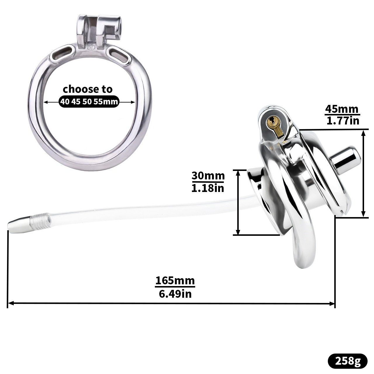 Sleek Inverted Chastity Cage with Removable Soft Silicone Catheter Negative Reversed Cock Cage for Men Gay and Sissy