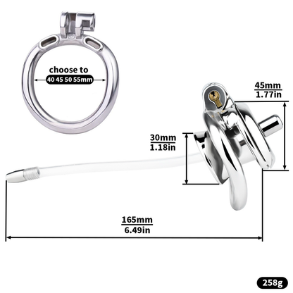 Sleek Inverted Chastity Cage with Removable Soft Silicone Catheter Negative Reversed Cock Cage for Men Gay and Sissy