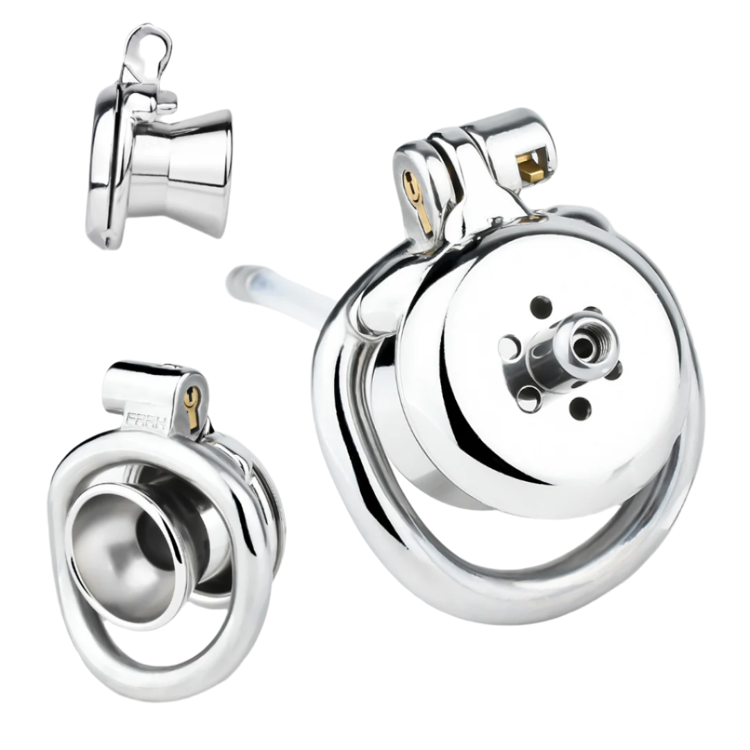 Sleek Inverted Chastity Cage with Removable Soft Silicone Catheter Negative Reversed Cock Cage for Men Gay and Sissy