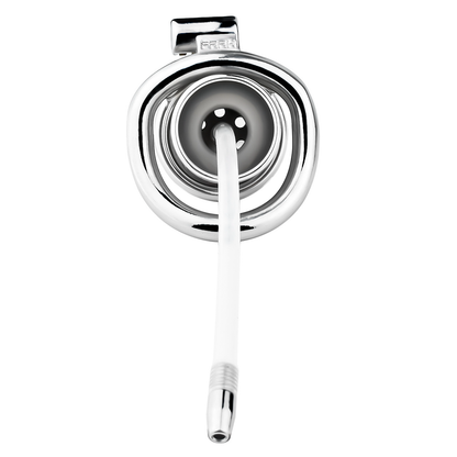 Sleek Inverted Chastity Cage with Removable Soft Silicone Catheter Negative Reversed Cock Cage for Men Gay and Sissy