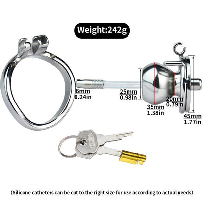 small negative cock cage with silicone urethral catheter