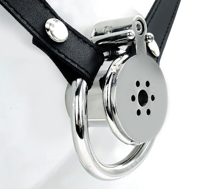 Small Inverted Chastity Cage with Urethral Tube and Adjustable Strap