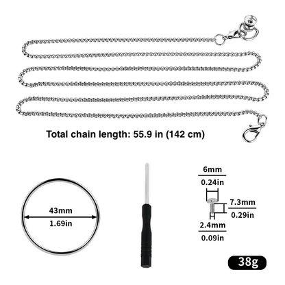 Flat Metal Chastity Device for Men with Detachable Chain Leash
