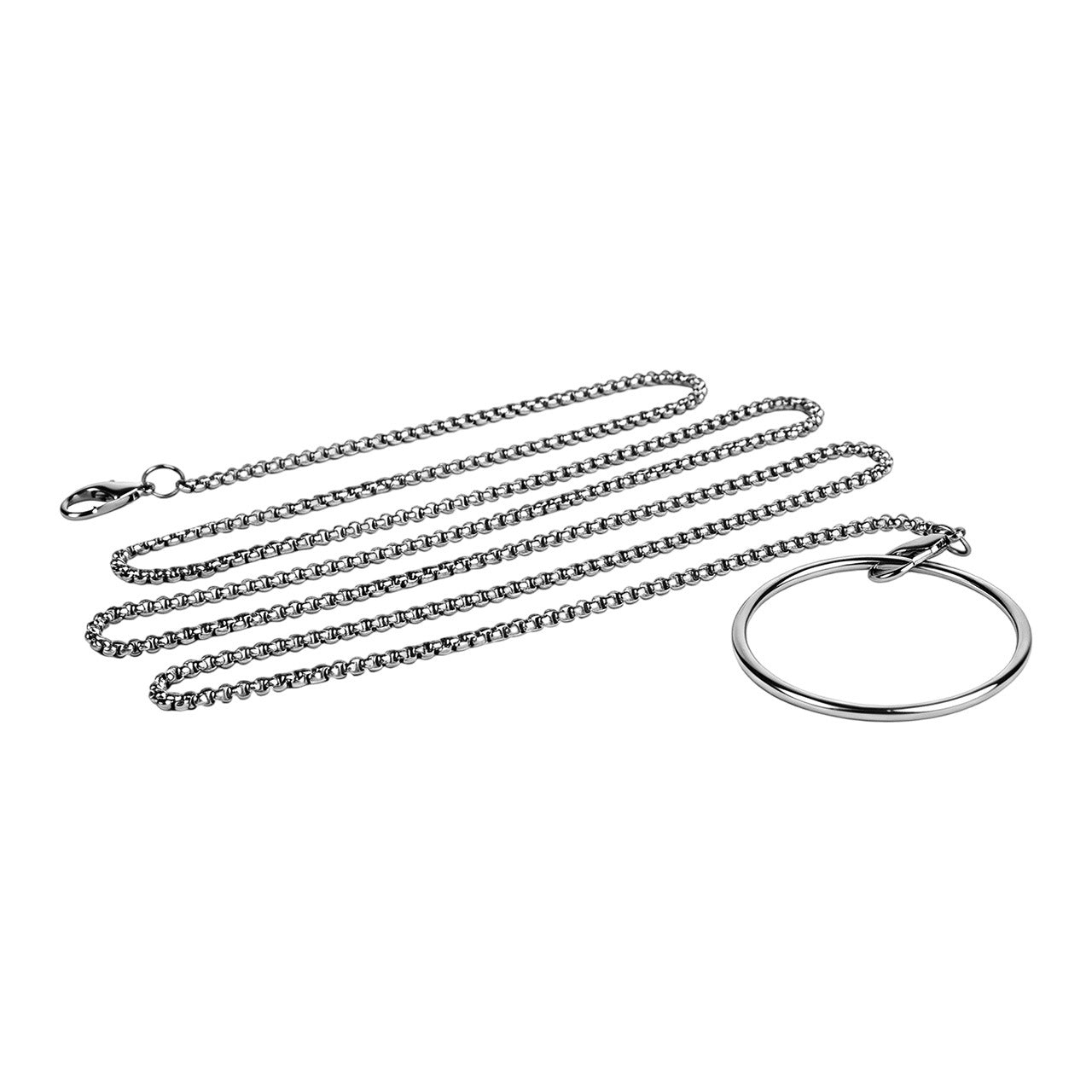 Flat Metal Chastity Device for Men with Detachable Chain Leash